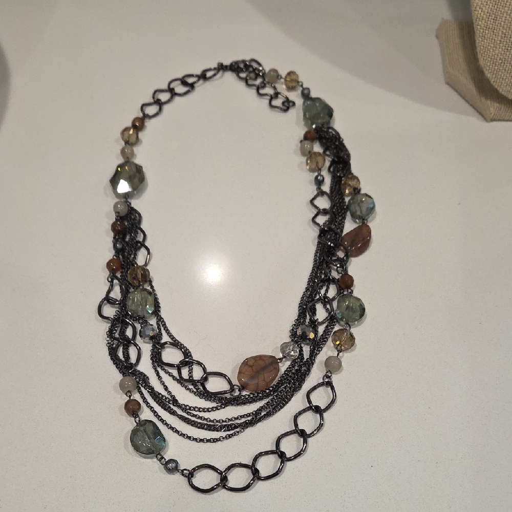J. Jill Black and Brown Multi-Strand Necklace
